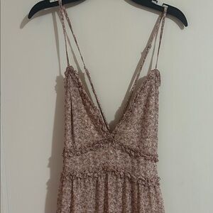 She + Sky Floral Print Maxi Dress in Brown